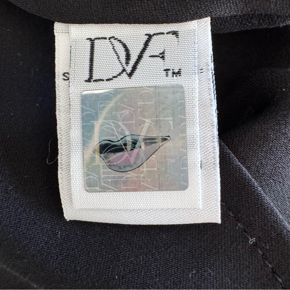 Diane Von Furstenberg Silk Blouse Lace Trim Sheer Sleeve Black Size 10 - Picture 8 of 11